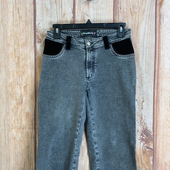 🐞Brazil Roxx Gray w/Leather Trim Jean Size 4 - Picture 3 of 15